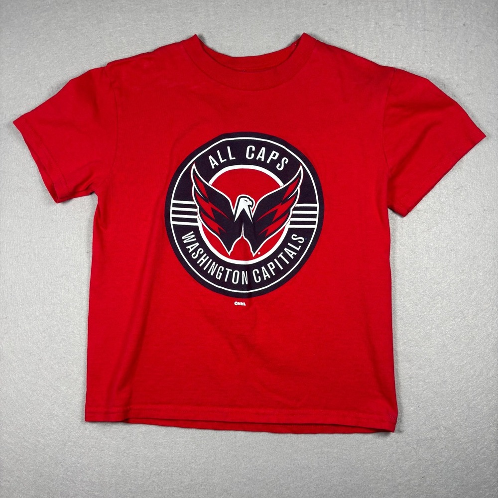 Washington Capitals Youth Small Red Champion All Caps Kids Hockey T-Shirt NHL